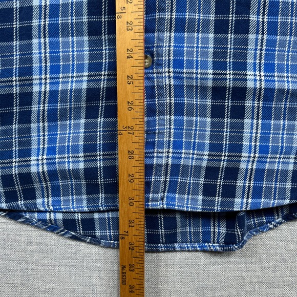 Wrangler Riggs Workwear Flannel Shirt Men L Blue Plaid Button Up Work Heavy - Picture 6 of 9